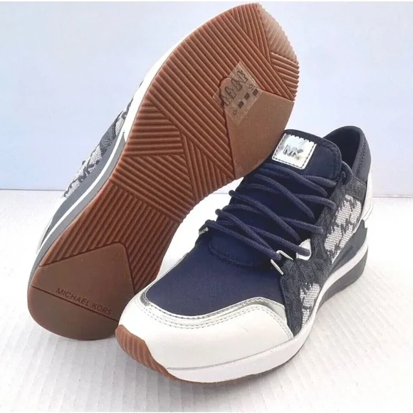 Michael Kors Liv Trainer Wedge Sneaker Women’s Blue (HJ22A. NEW - Picture 8 of 11